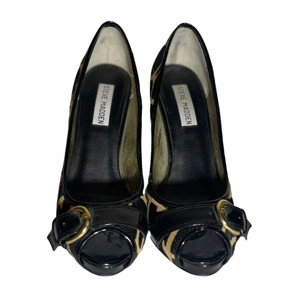 Steve Madden giraffe pony hair heels 7.5 M, Y2K, indie sleeze, mafia wife‎